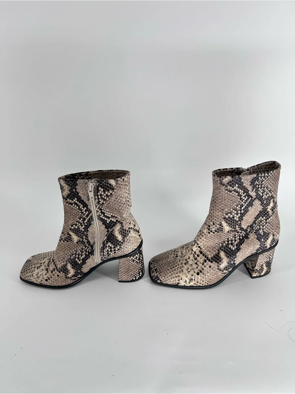 Free People Cecile Snakeskin Block Heel Ankle Boots - UK‎ 37